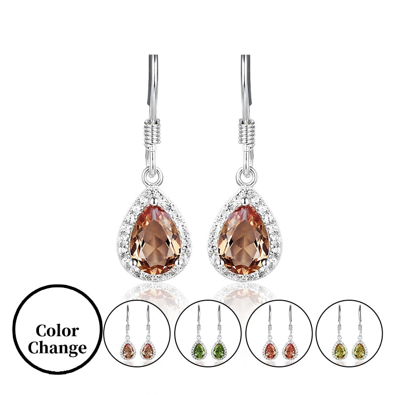 Ruby, Amethyst, Topaz & Zultanite Drop Earrings