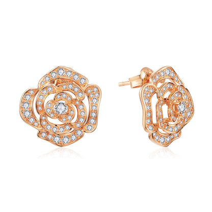 S925 Silver Moissanite Flower Stud Earrings