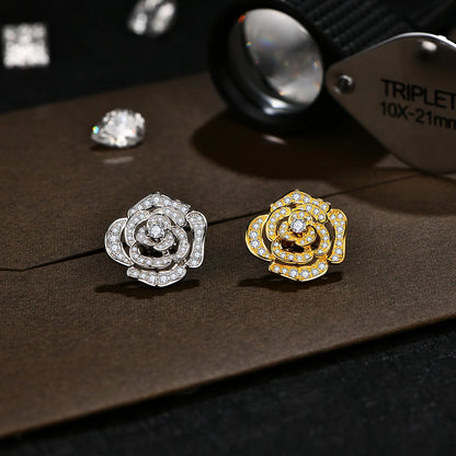 S925 Silver Moissanite Flower Stud Earrings