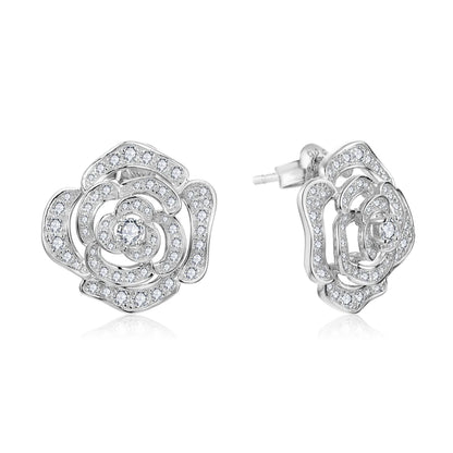 S925 Silver Moissanite Flower Stud Earrings