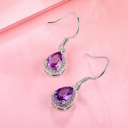 Ruby, Amethyst, Topaz & Zultanite Drop Earrings