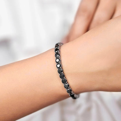 Top Quality Round Cut Black Moissanite Tennis Bracelet