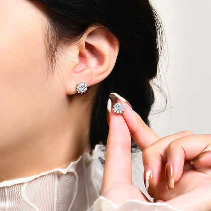 6.5mm Snowflake Stud Earrings