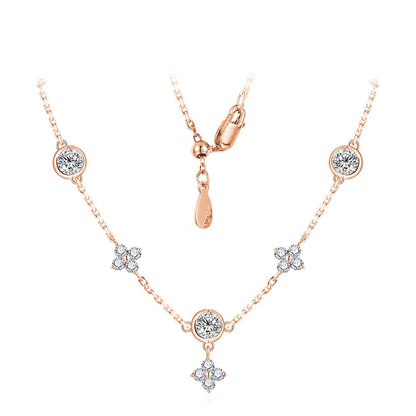 Luxury D-Color Flower Pendant Necklace