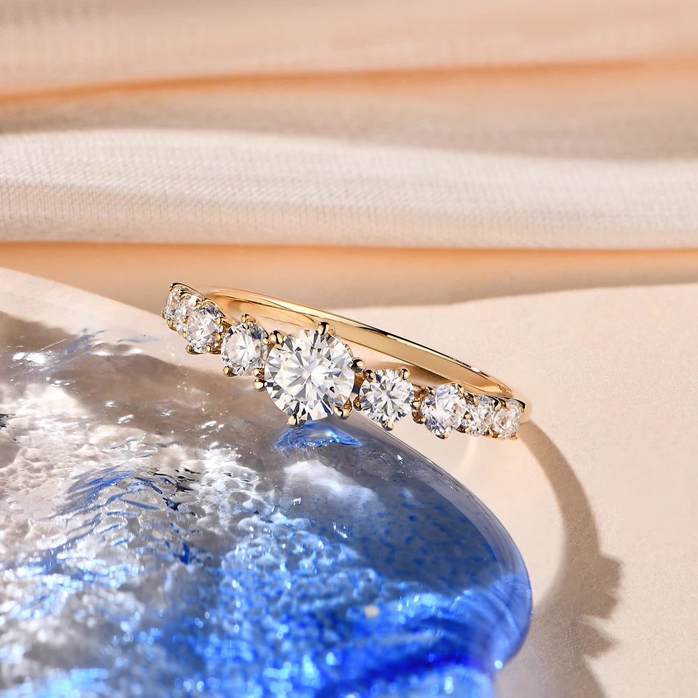 Solid 10K Round Cut Moissanite Ring