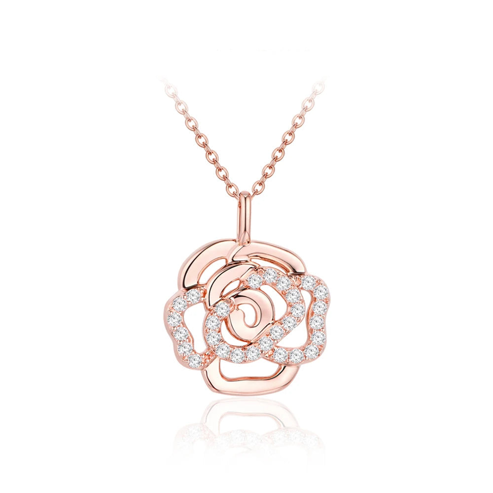 Real Moissanite Flower Pendant Necklace
