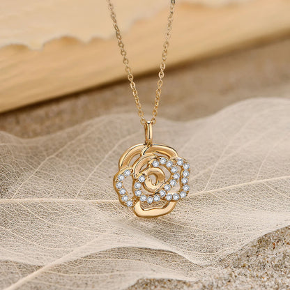 Real Moissanite Flower Pendant Necklace