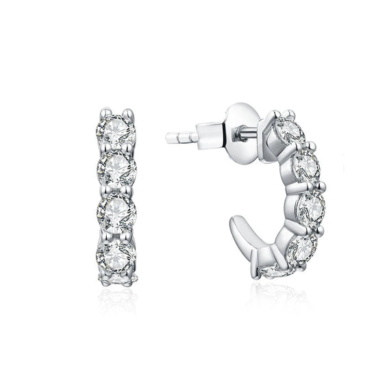 3.0mm Round Moissanite Hoop Stud Earrings