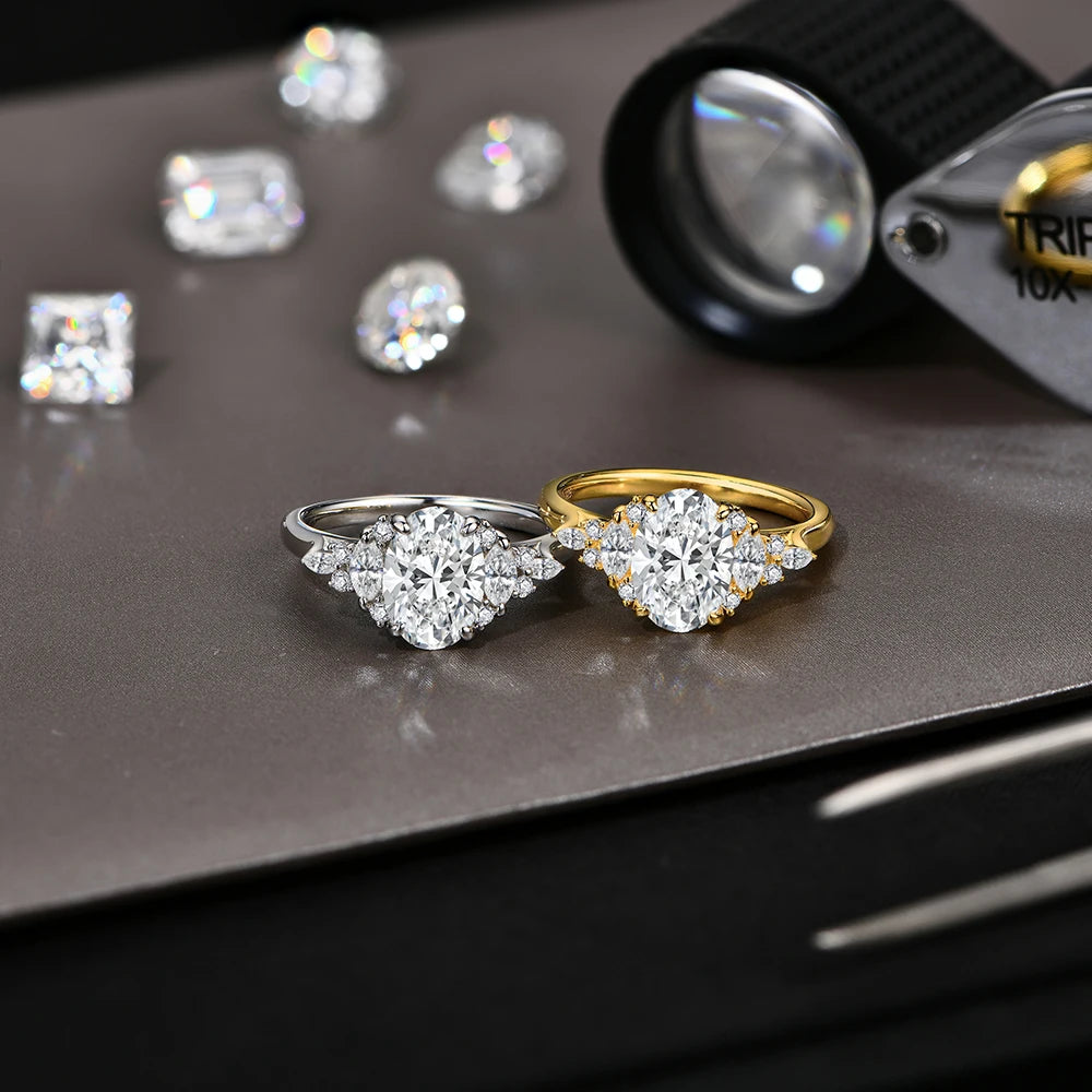 Luxury Oval Cut D VVS1 Moissanite Diamond Ring