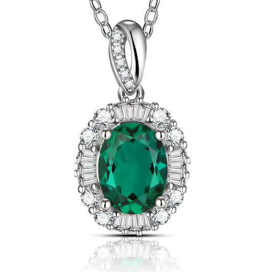 1.0 Carat Emerald Pendant Necklace