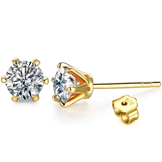 18K Gold Plated D-Color Moissanite Stud Earrings