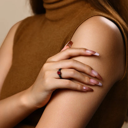 925 Sterling Silver Round Cut 6.5mm Colorful Ring