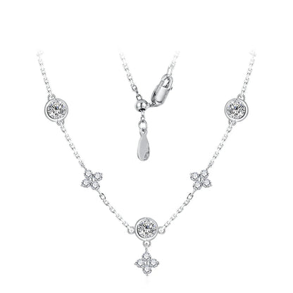 Luxury D-Color Flower Pendant Necklace