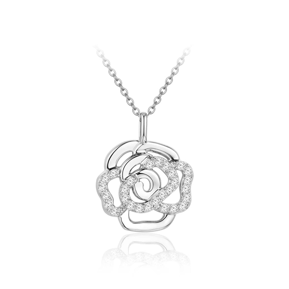 Real Moissanite Flower Pendant Necklace