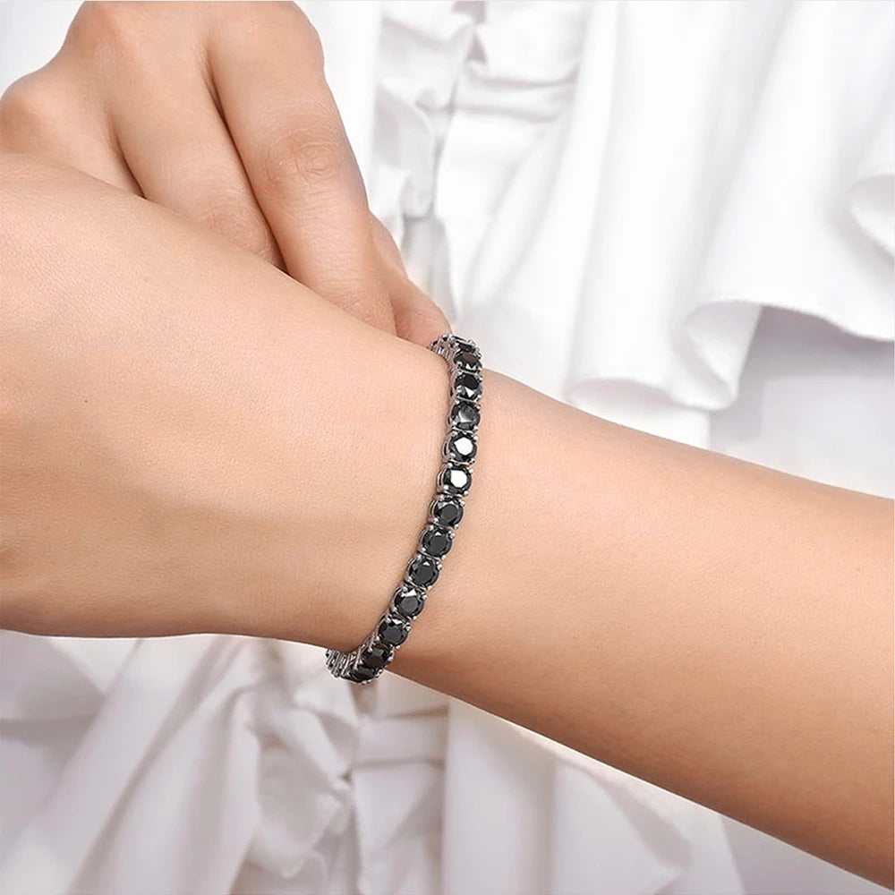 Top Quality Round Cut Black Moissanite Tennis Bracelet