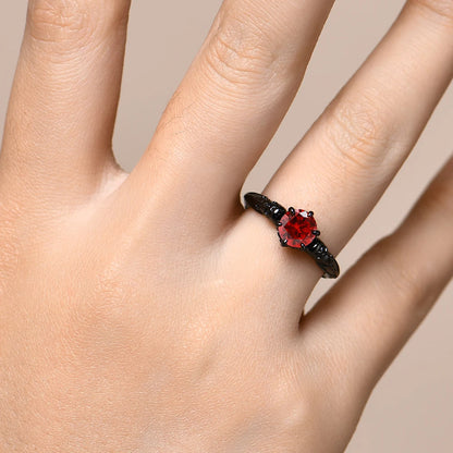 925 Sterling Silver Round Cut 6.5mm Colorful Ring