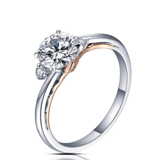 925 Silver 18K Rose Gold Plated Moissanite Diamond Ring