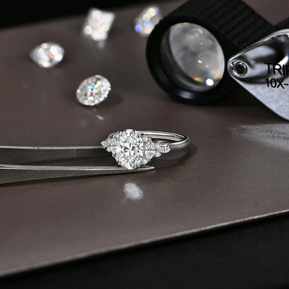 Luxury Oval Cut D VVS1 Moissanite Diamond Ring