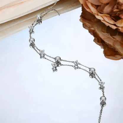 Luxury D-Color Flower Pendant Necklace