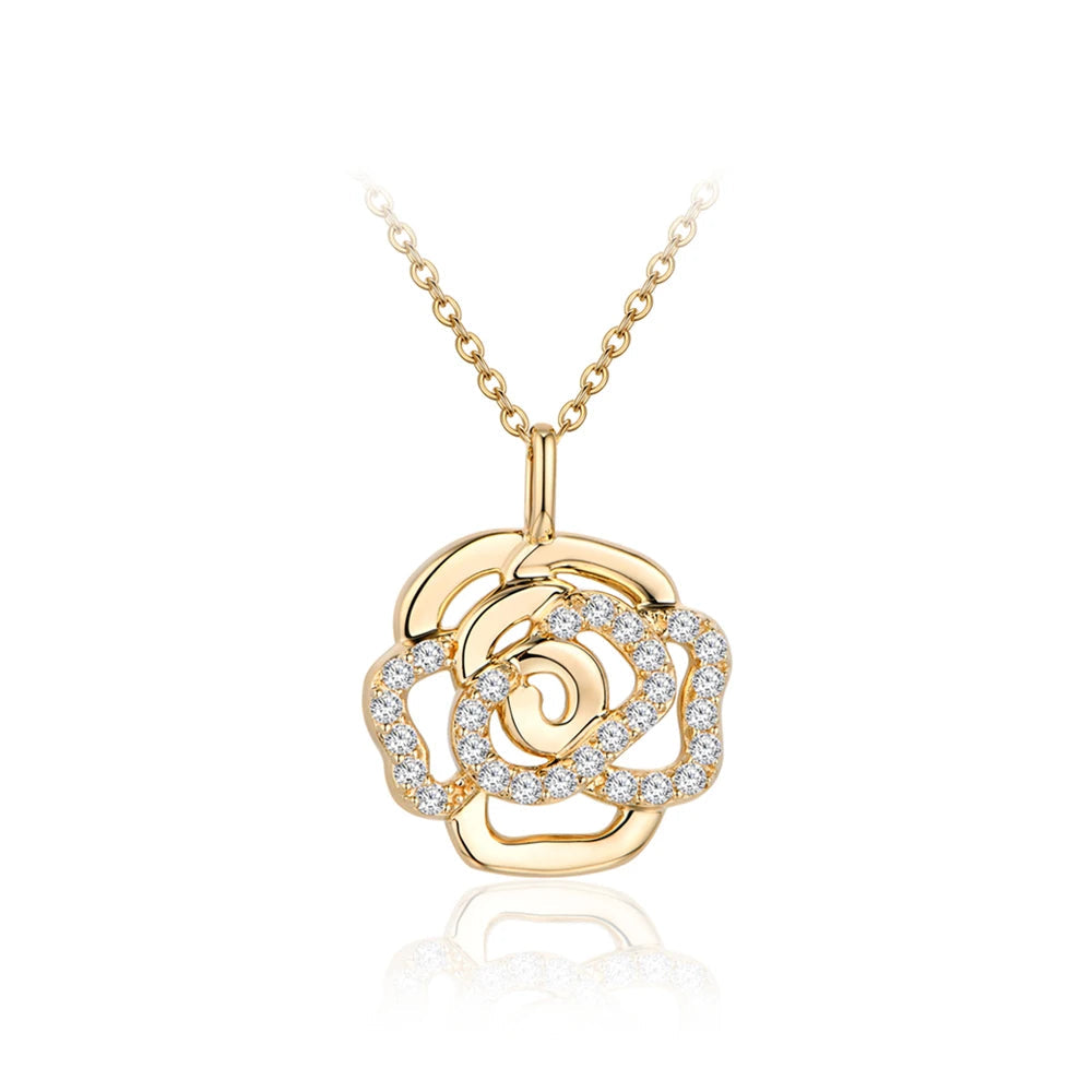 Real Moissanite Flower Pendant Necklace