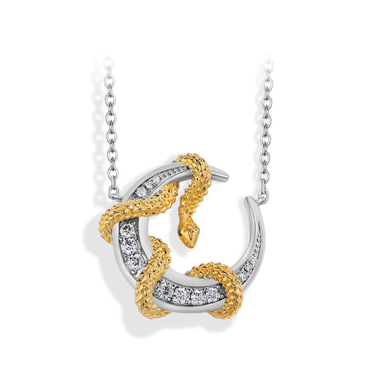 Luxury Moissanite Moon & Snake Necklace